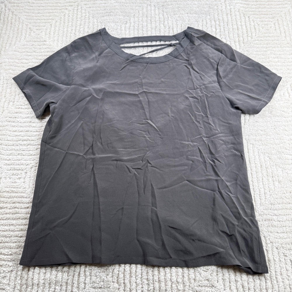 Chaser Silk Blouse Women's Small Grey Minimalist Date Night Chic Quiet Luxury